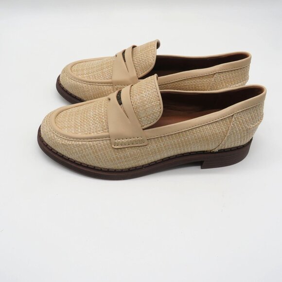 Zodiac Women's Beige Woven Penny Loafers With Faux Leather Trim 7.5 NEW - Picture 3 of 7